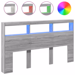 vidaXL Testiera con Contenitore a LED Grigio Sonoma 180x17x102 cm - Vista aggiuntiva 2