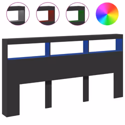 vidaXL Testiera con Contenitore a LED Nera 200x17x102 cm - Vista aggiuntiva 2