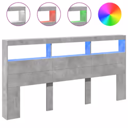 vidaXL Testiera con Contenitore a LED Grigio Cemento 200x17x102 cm - Vista aggiuntiva 2