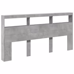vidaXL Testiera con Contenitore a LED Grigio Cemento 200x17x102 cm - Vista aggiuntiva 3
