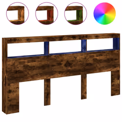 vidaXL Testiera con Contenitore a LED Rovere Fumo 200x17x102 cm - Vista aggiuntiva 2