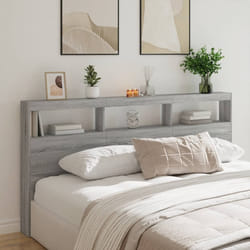 vidaXL Testiera con Contenitore a LED Grigio Sonoma 200x17x102 cm