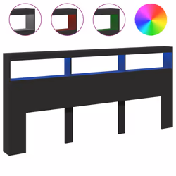 vidaXL Testiera con Contenitore a LED Nera 220x17x102 cm - Vista aggiuntiva 2