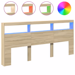 vidaXL Testiera con Contenitore a LED Rovere Sonoma 220x17x102 cm - Vista aggiuntiva 2