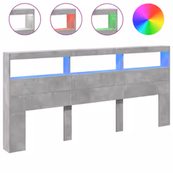vidaXL Testiera con Contenitore a LED Grigio Cemento 220x17x102 cm - Vista aggiuntiva 2