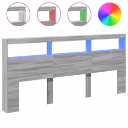 vidaXL Testiera con Contenitore a LED Grigio Sonoma 220x17x102 cm - Vista aggiuntiva 2