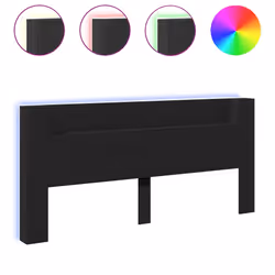vidaXL Testiera con Contenitore a LED Nera 220x16,5x103,5 cm - Vista aggiuntiva 2