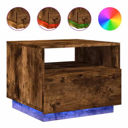 Tavolino da Soggiorno con Luci LED Rovere Fumo 50x49x40 cmcod mxl 113456 - Vista aggiuntiva 2