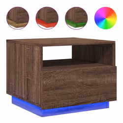 Tavolino da Soggiorno con Luci LED Rovere Marrone 50x49x40 cmcod mxl 113454 - Vista aggiuntiva 2