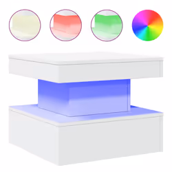 vidaXL Tavolino da Salotto con Luci LED Bianco 50x50x40 cm - Vista aggiuntiva 2
