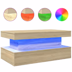 vidaXL Tavolino da Soggiorno con Luci LED Rovere Sonoma 90x50x40 cm - Vista aggiuntiva 2