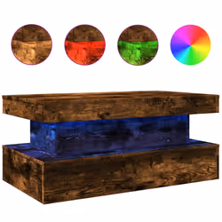 Tavolino da Soggiorno con Luci LED Rovere Fumo 90x50x40 cmcod mxl 113316 - Vista aggiuntiva 2