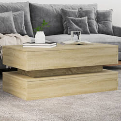 Tavolino da Soggiorno con Luci led Rovere Sonoma 90x50x40 cm Vidaxl 35122