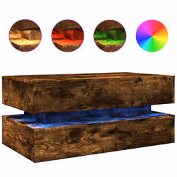 Tavolino da Soggiorno con Luci LED Rovere Fumo 90x50x40 cmcod mxl 88176 - Vista aggiuntiva 2