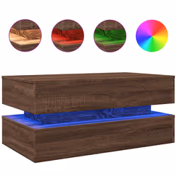 Tavolino da Soggiorno con Luci LED Rovere Marrone 90x50x40 cmcod mxl 89959 - Vista aggiuntiva 2