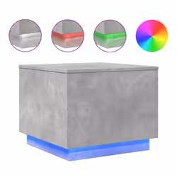 vidaXL Tavolino da Salotto con Luci LED Grigio Cemento 50x50x40 cm - Vista aggiuntiva 2