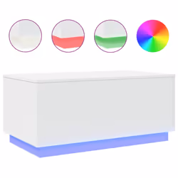 vidaXL Tavolino da Soggiorno con Luci LED Bianco 90x50x40 cm - Vista aggiuntiva 2