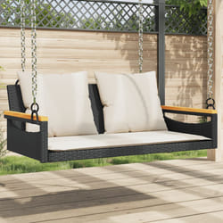 vidaXL Panchina a Dondolo con Cuscini Nera 109x62x40 cm in Polyrattan