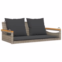 vidaXL Panchina Dondolo con Cuscini Grigia 109x62x40 cm in Polyrattan - Vista aggiuntiva 2