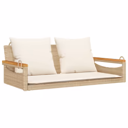 vidaXL Panchina a Dondolo con Cuscini Beige 109x62x40 cm in Polyrattan - Vista aggiuntiva 2