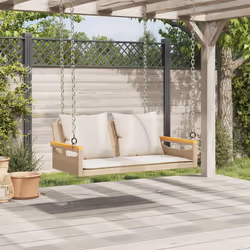 vidaXL Panchina a Dondolo con Cuscini Beige 109x62x40 cm in Polyrattan - Vista aggiuntiva 3