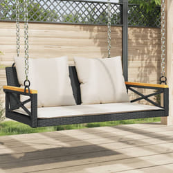 vidaXL Panchina a Dondolo con Cuscini Nera 109x62x40 cm in Polyrattan