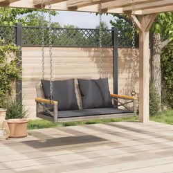 vidaXL Panchina Dondolo con Cuscini Grigia 109x62x40 cm in Polyrattan - Vista aggiuntiva 3
