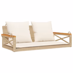 vidaXL Panchina a Dondolo con Cuscini Beige 109x62x40 cm in Polyrattan - Vista aggiuntiva 2