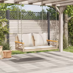 vidaXL Panchina a Dondolo con Cuscini Beige 109x62x40 cm in Polyrattan - Vista aggiuntiva 3