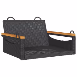 vidaXL Panchina a Dondolo Nera 63x62x40 cm in Polyrattan - Vista aggiuntiva 2