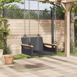 vidaXL Panchina a Dondolo Nera 63x62x40 cm in Polyrattan - Vista aggiuntiva 3