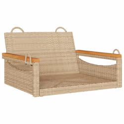 vidaXL Panchina a Dondolo Beige 63x62x40 cm in Polyrattan - Vista aggiuntiva 2