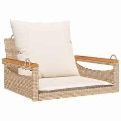 vidaXL Panchina a Dondolo con Cuscini Beige 63x62x40 cm in Polyrattan - Vista aggiuntiva 2