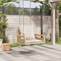 vidaXL Panchina a Dondolo con Cuscini Beige 63x62x40 cm in Polyrattan - Vista aggiuntiva 3