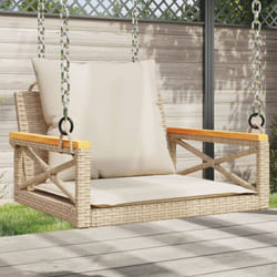 Panchina a Dondolo con Cuscini Beige 63x62x40 cm in Polyrattan Vidaxl 203499