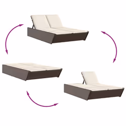 VidaXL 368180 sedia da esterno Salone Seduta imbottita Rattan sintetico, Acciaio Crema, Bianco - Vista aggiuntiva 6