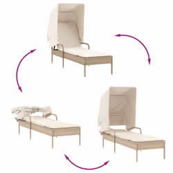 VidaXL 368192 sedia da esterno Salone Seduta imbottita Rattan sintetico, Acciaio Crema, Bianco - Vista aggiuntiva 7