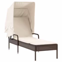 VidaXL 368198 sedia da esterno Salone Seduta imbottita Rattan sintetico, Acciaio Crema, Bianco - Vista aggiuntiva 5