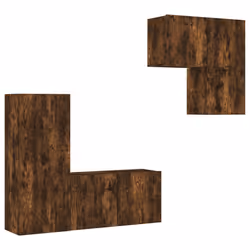 vidaXL Mobili TV a Muro 4pz Rovere Fumo in Legno Multistrato - Vista aggiuntiva 2
