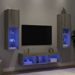 Vidaxl - Mobili tv a Muro con led 5pz Grigio Sonoma in Legno Multistrato 71052