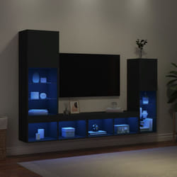 Vidaxl - Mobili tv a Muro con led 4pz Neri in Legno Multistrato