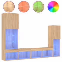 Mobili TV a Muro con LED 4pz Rovere Sonoma Legno Multistratocod mxl 134427 - Vista aggiuntiva 2