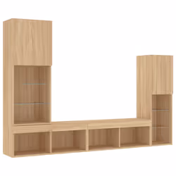 Mobili TV a Muro con LED 4pz Rovere Sonoma Legno Multistratocod mxl 134427 - Vista aggiuntiva 3