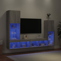 Mobili TV a Muro con LED 4pz Grigio Sonoma in Legno Multistratocod mxl 86432