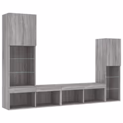 Mobili TV a Muro con LED 4pz Grigio Sonoma in Legno Multistratocod mxl 86432 - Vista aggiuntiva 3