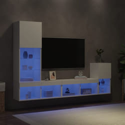 Vidaxl - Mobili tv a Muro con led 4pz Bianchi in Legno Multistrato