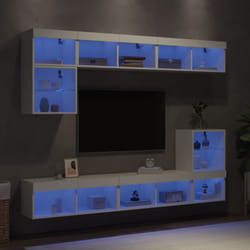 Vidaxl - Mobili tv a Muro con led 8pz Bianchi in Legno Multistrato