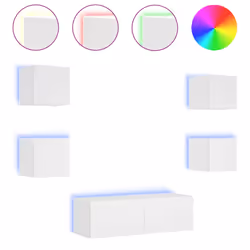 Mobili TV a Muro 5pz con Luci LED Bianchicod mxl 134335 - Vista aggiuntiva 2