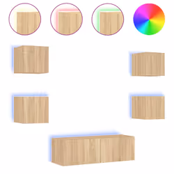 Mobili TV a Muro 5pz con Luci LED Rovere Sonomacod mxl 134337 - Vista aggiuntiva 2