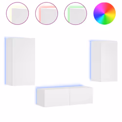 Mobili TV a Muro 3pz con Luci LED Bianchicod mxl 134338 - Vista aggiuntiva 2